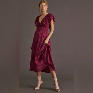 Anthropologie Ruffled Tiered Midi Dress